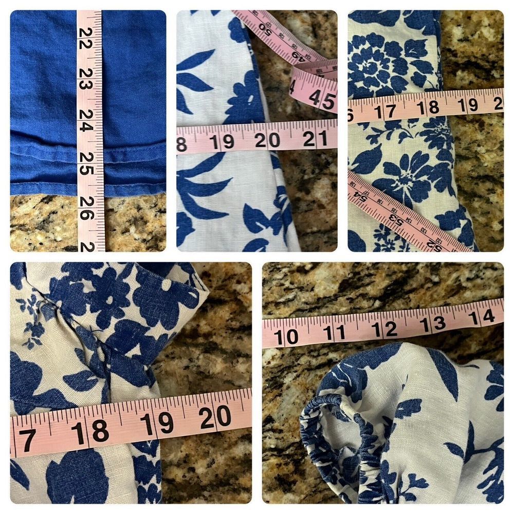 alexandra bartlett Linen Womens Floral Mini Sheath Dress Beach Boho Modest L - Picture 5 of 9
